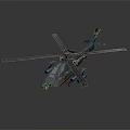 Military Helicopter With Single Main Rotor Tail Rotor Green Fuselage And Weapon Systems