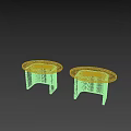 Black Round Side Tables with Unique Stand Design in Light Room Interior 3d model