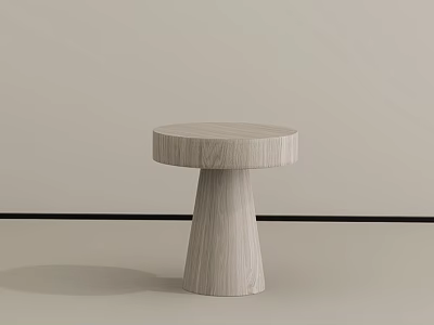 Light Wood Toned Round Top Side Table With Tapered Base In Minimalist Modern Style 3d model
