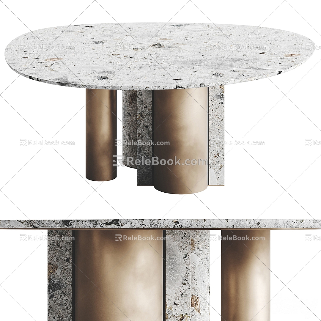 Paolo Castelli marble metal dining table 3d model