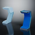 Modern Geometric Display Stands In Light And Dark Blue With Sleek Design And Glossy Finish