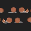 Cracked Brown Egg With Runny Yolk And Flowing Egg White On Dark Background