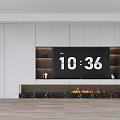 Modern TV Wall Design With White Panels Fireplace And Marble Mantel