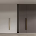 Modern Wardrobe Design With Light And Dark Gray Panels And Brass Handles