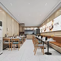 Modern Restaurant Interior Design With Wooden Walls Food Posters Booth Seating And Recessed Lighting