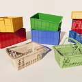 Colorful Plastic Storage Baskets Mesh Design Stackable Handles For Home Use