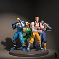 Multicolored Action Figures In Dynamic Poses With Detailed Outfits And Weapons