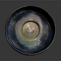 Decorative Glass Bowl Furniture With Colorful Wave Pattern And Yellow Blue Purple Hues