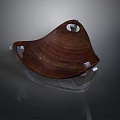Artistic Wooden Sculpture Carving With Curved Design Two Holes And Transparent Base