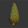 Green Cone Shaped Exotic Fruit With Vibrant Orange Spots And Textured Surface
