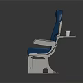 Three Blue Upholstered Furniture Seats With Side By Side Armrests And Metal Frames