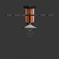 3D Spacecraft Model With Blue Solar Panels Silver Dish Antenna And Orange Body