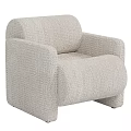 Light Beige Single Sofa With Textured Woven Fabric And Rounded Armrests 3d model