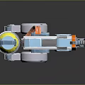 Sci-Fi Weapon With Blue Mechanical Structure Yellow Component And Support Leg Design