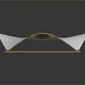 White Irregular Shaped Panel With Brown Wooden Frame And Smooth Surface