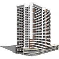 Modern High Rise Residential Building With Multiple Floors And Ground Floor Structure