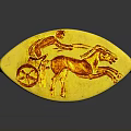 Yellow Decorative Bracelet With Red Chariot And Horse Pattern For Daily Use