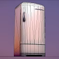 Vintage White Refrigerator With Classic Design And Stainless Steel Handle