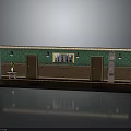 Hallway Interior With Green Wall Wooden Decor Wall Art Doors Small Table And Potted Plant