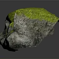 Natural Garden Landscape Rock With Lush Green Moss And Rough Textured Surface
