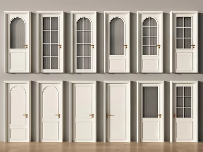Modern White Hinged Doors Collection with Glass Panels and Various Design Styles 3d model