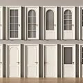 Modern White Hinged Doors Collection with Glass Panels and Various Design Styles 3d model