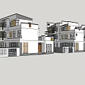 Modern Detached Villa Exterior Design With Multiple Units And Balconies 3d model