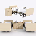 Quality Medical Beds with Wheels Safety Rails and Wooden Bedside Cabinets