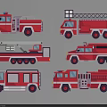 Cartoon Red Fire Trucks Wall Decor for Kids Room with Colorful Illustration Style
