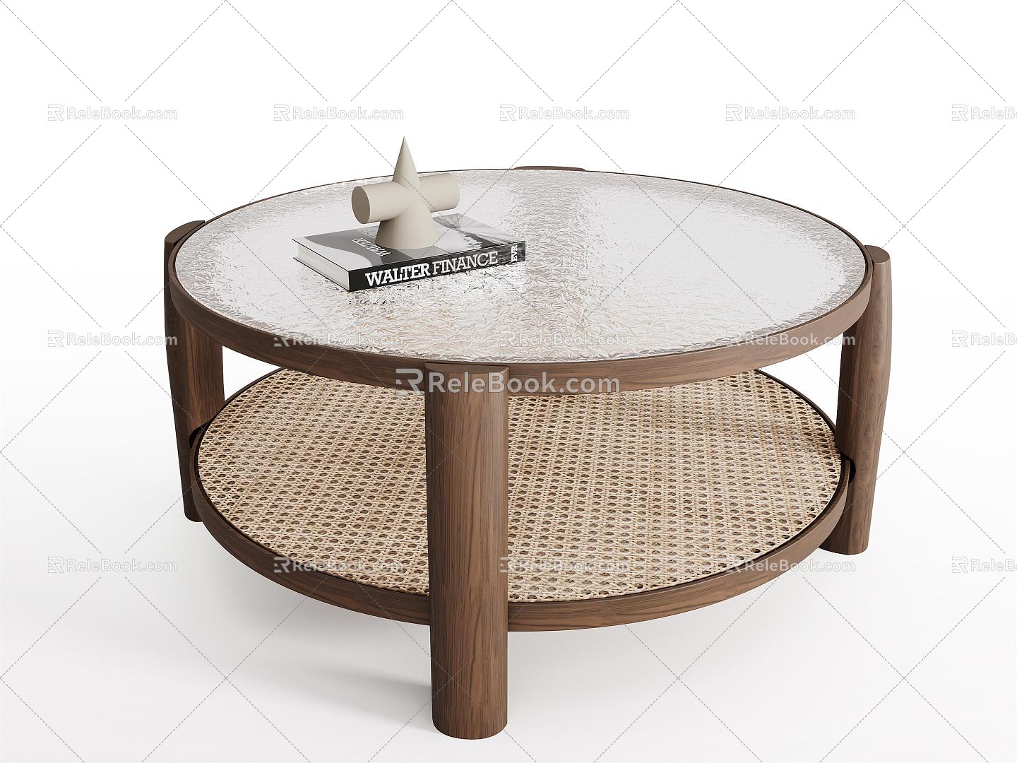 Quiet Ancient Style Tea Table Ancient Style Tea Table Glass Coffee Table Round Coffee Table 3d model