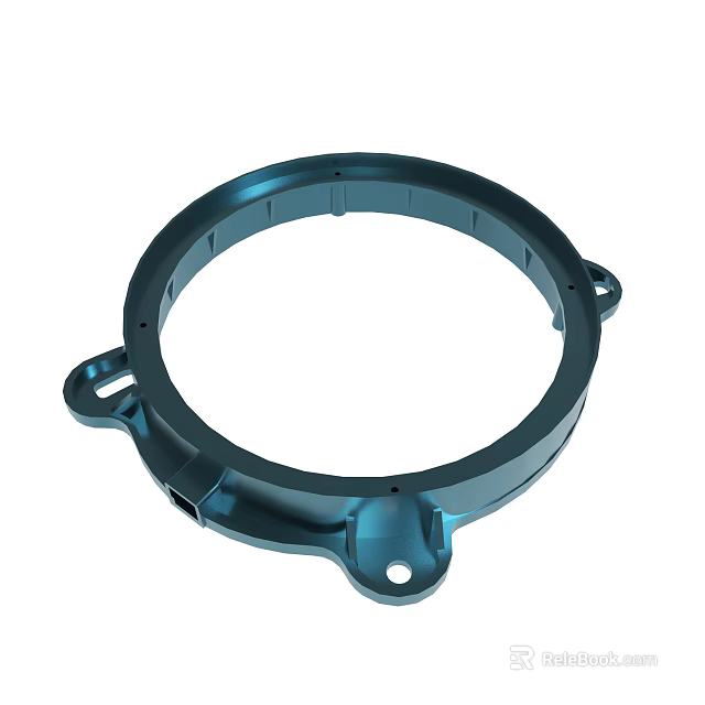 Durable Circular Blue Metal Bracket with Mounting Holes and Side Attachments 3d model