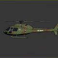 Detailed 3D Military Helicopter Model Showcasing Camouflage Green Paint And Rotor Blades