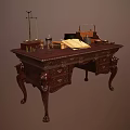 Open Vintage Book With Yellowed Pages Legends Text Key And Feather Quill On Wooden Table