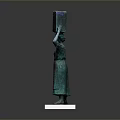 Woman Statue Standing With Square Object Balanced On Head On White Base