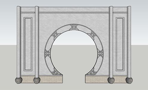 Chinese Arch Garden Door 3d model