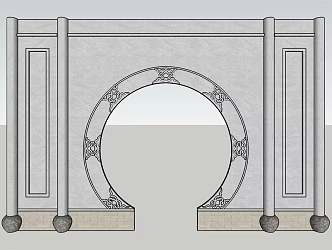 Chinese Arch Garden Door 3d model