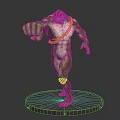 Mythical Green Skinned Creature With Muscular Build Red Leg Straps Standing On Round Stone Base