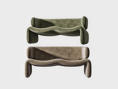Modern Curved Sectional Sofas In Green And Brown Velvet Upholstery For Living Room 3d model