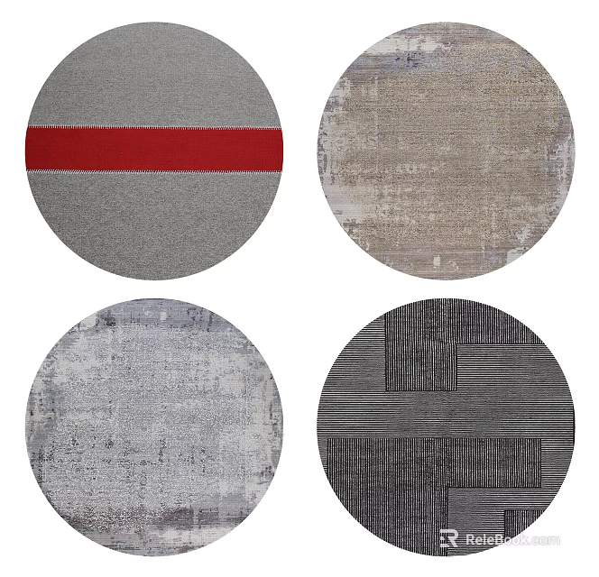 Modern Round Rugs With Diverse Patterns Textures And Color Accents 3d model