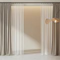 Modern Layered Curtains with Beige Drapes and White Sheer Panels on Rod