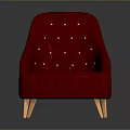 Stylish Red Button Tufted Chair With Elegant Gold Metal Legs Design