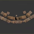 Wooden Building Blocks Forming Castle Structure With Towers And Arches