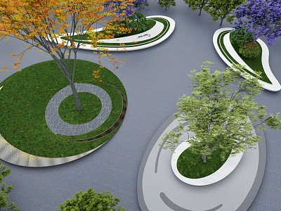 Modern Tree Pond Tree Pond Landscape Seat Flower Table Flower Beds Landscape Tree Pond Special-shaped Planting Pool Park Public Bench Outdoor Bench model