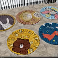 Colorful Round Rugs With Adorable Cartoon Rabbit Bear Dinosaur Animal Patterns