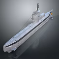 Military Submarine As Naval Weapon With Gray Hull And Command Tower 3d model