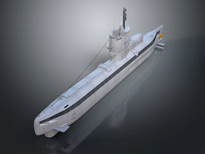 Military Submarine As Naval Weapon With Gray Hull And Command Tower 3d model