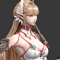 Elf Character Design With Blonde Hair And White Red Ornate Armor Detailed Features