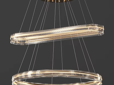 Modern Crystal Chandelier With Double Ring Design And Hanging Crystal Beads 3d model