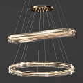 Modern Crystal Chandelier With Double Ring Design And Hanging Crystal Beads