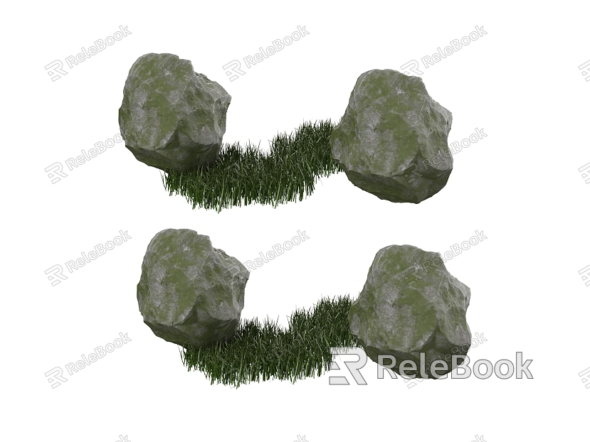 Outdoor landscape stone flowers and plants model